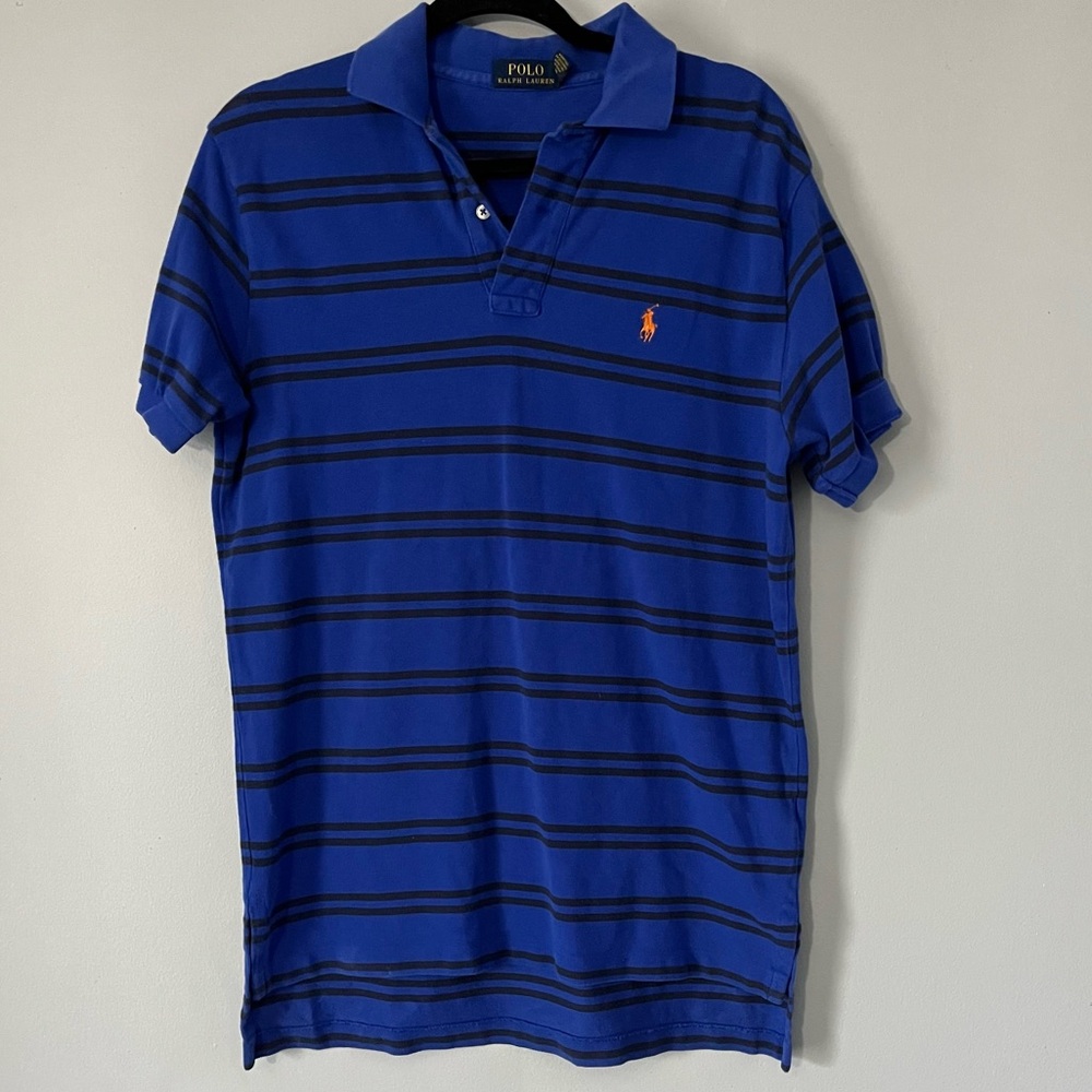 Polo By Ralph Lauren Men’s Blue Striped Short-Sleeve Polo Shirt size medium